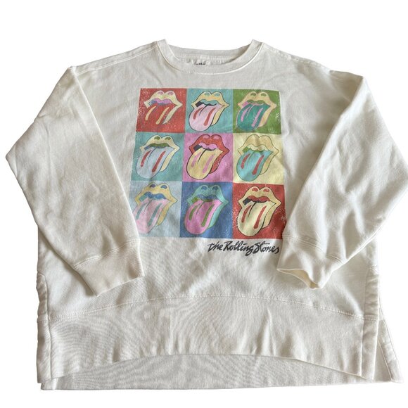 Vintage Rolling Stones Women's Large Cream Sweatshirt - Picture 1 of 4